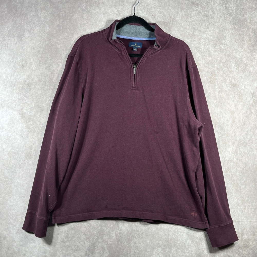 Brooks Brothers Sweater Mens Large Red Knit Quarter Zip Pullover Mock Neck